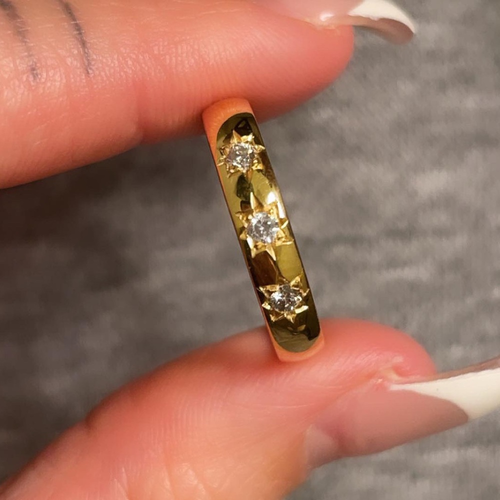 14k Dome Gold Ring With Old Mine Cut, Starset Diamonds